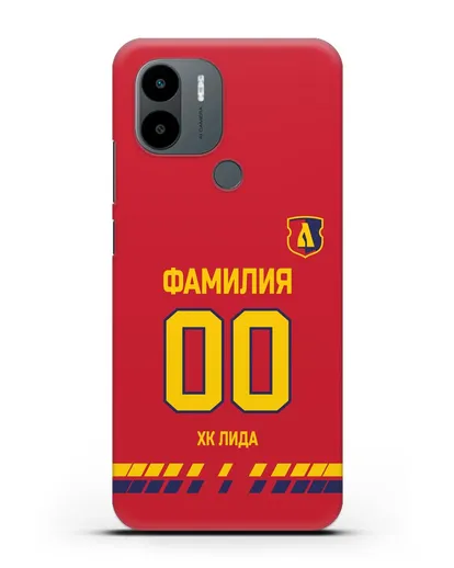 Чехол ХК Лида с фамилией и номером (сезон 2019-2020) красная форма силиконовый для Xiaomi Poco C51