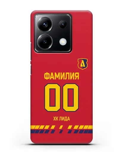 Чехол ХК Лида с фамилией и номером (сезон 2019-2020) красная форма силиконовый для Xiaomi Poco X6