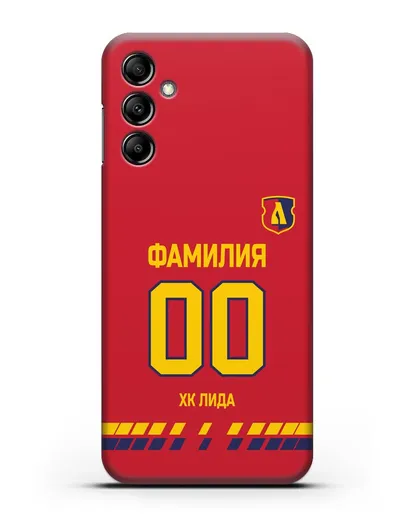 Чехол ХК Лида с фамилией и номером (сезон 2019-2020) красная форма силиконовый для Samsung Galaxy A14 [SM-A145]