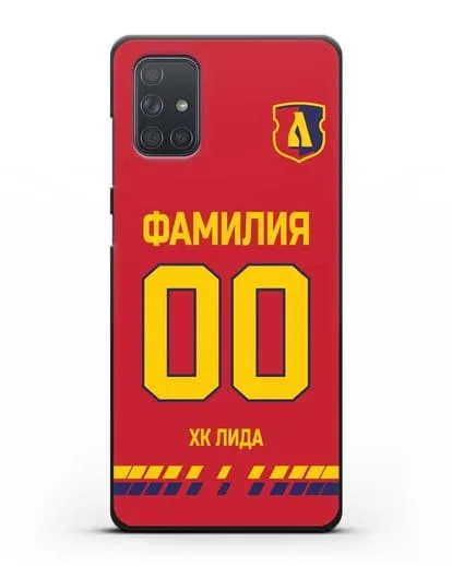 Чехол ХК Лида с фамилией и номером (сезон 2019-2020) красная форма силиконовый для Samsung Galaxy A71 [SM-A715F]