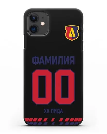 Чехол ХК Лида с фамилией и номером (сезон 2019-2020) белая форма силиконовый для iPhone 11