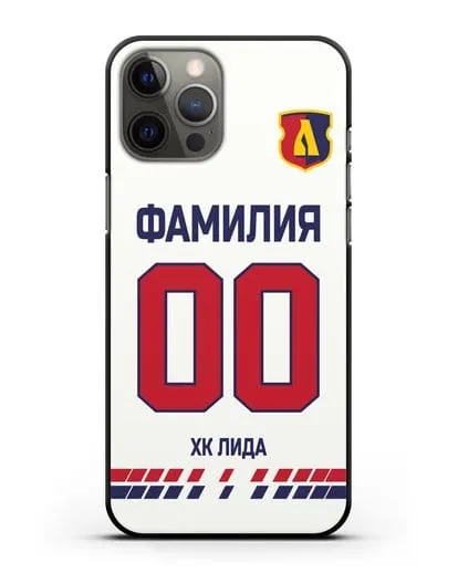Чехол ХК Лида с фамилией и номером (сезон 2019-2020) белая форма силиконовый для iPhone 12 Pro Max