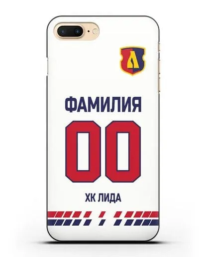 Чехол ХК Лида с фамилией и номером (сезон 2019-2020) белая форма силиконовый для iPhone 7 Plus