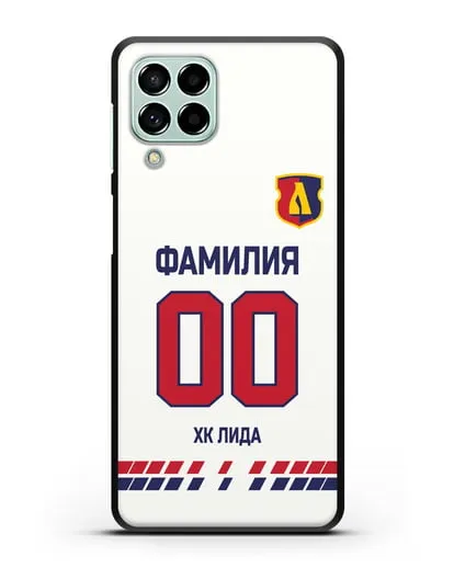 Чехол ХК Лида с фамилией и номером (сезон 2019-2020) белая форма силиконовый для Samsung Galaxy M53 [SM-M536]