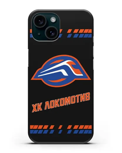 Чеxол с логотипом ХК Локомотив-Орша силиконовый для iPhone 15