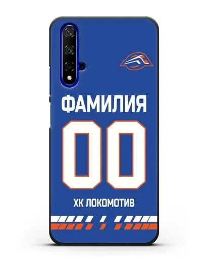 Чехол ХК Локомотив-Орша с фамилией и номером (сезон 2019-2020) синяя форма силиконовый для Honor 20