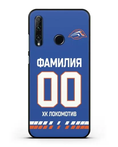 Чехол ХК Локомотив-Орша с фамилией и номером (сезон 2019-2020) синяя форма силиконовый для Honor 20e