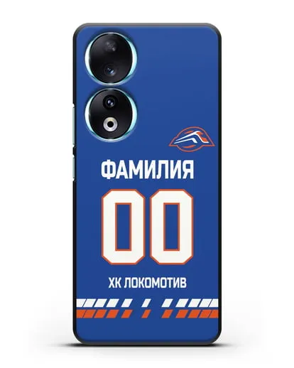 Чехол ХК Локомотив-Орша с фамилией и номером (сезон 2019-2020) синяя форма силиконовый для Honor 90