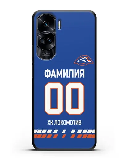 Чехол ХК Локомотив-Орша с фамилией и номером (сезон 2019-2020) синяя форма силиконовый для Honor 90 Lite