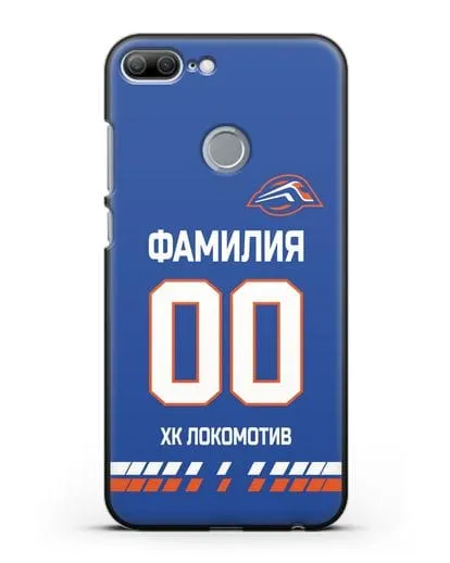 Чехол ХК Локомотив-Орша с фамилией и номером (сезон 2019-2020) синяя форма силиконовый для Honor 9 Lite