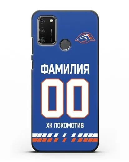 Чехол ХК Локомотив-Орша с фамилией и номером (сезон 2019-2020) синяя форма силиконовый для Honor 9A