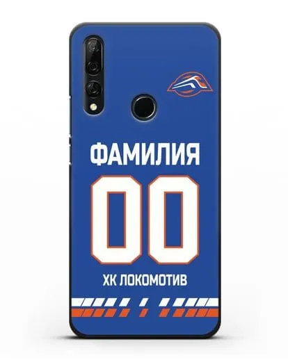 Чехол ХК Локомотив-Орша с фамилией и номером (сезон 2019-2020) синяя форма силиконовый для Honor 9X