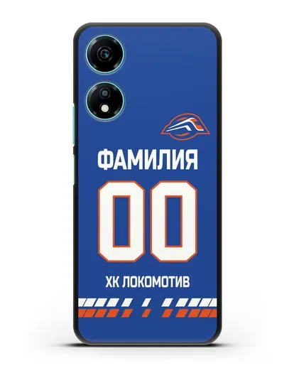 Чехол ХК Локомотив-Орша с фамилией и номером (сезон 2019-2020) синяя форма силиконовый для Honor X5 Plus