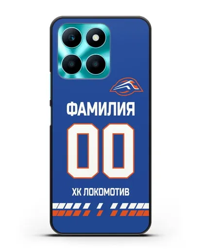 Чехол ХК Локомотив-Орша с фамилией и номером (сезон 2019-2020) синяя форма силиконовый для Honor X6a