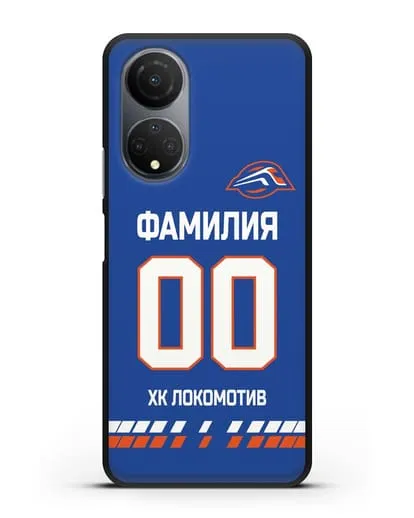Чехол ХК Локомотив-Орша с фамилией и номером (сезон 2019-2020) синяя форма силиконовый для Honor X7