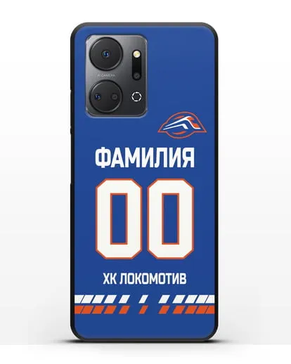 Чехол ХК Локомотив-Орша с фамилией и номером (сезон 2019-2020) синяя форма силиконовый для Honor X7a