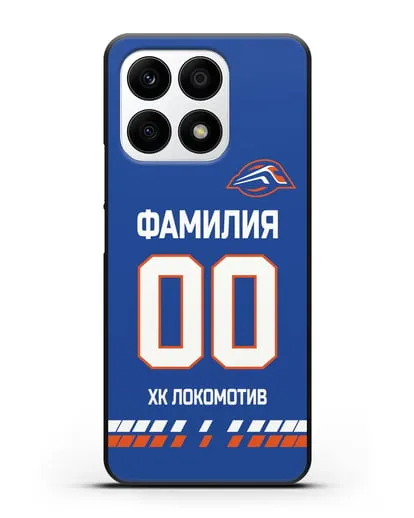 Чехол ХК Локомотив-Орша с фамилией и номером (сезон 2019-2020) синяя форма силиконовый для Honor X8a