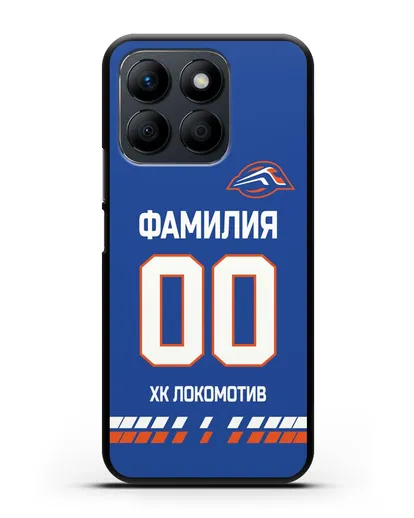 Чехол ХК Локомотив-Орша с фамилией и номером (сезон 2019-2020) синяя форма силиконовый для Honor X8b