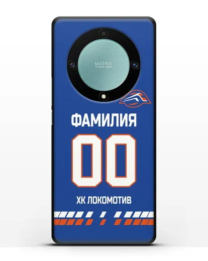 Чехол ХК Локомотив-Орша с фамилией и номером (сезон 2019-2020) синяя форма силиконовый для Honor X9a