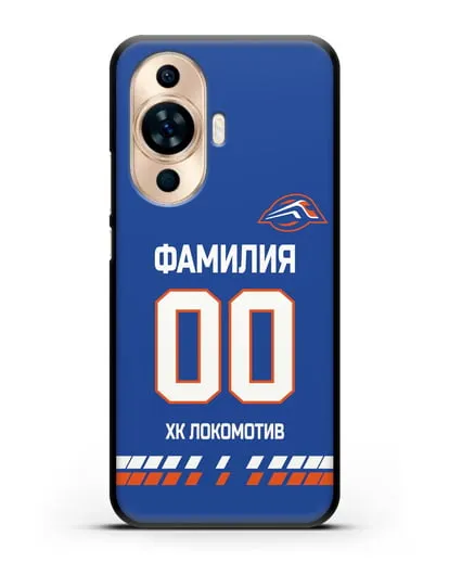Чехол ХК Локомотив-Орша с фамилией и номером (сезон 2019-2020) синяя форма силиконовый для Huawei Nova 11