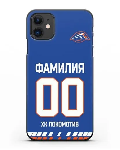 Чехол ХК Локомотив-Орша с фамилией и номером (сезон 2019-2020) синяя форма силиконовый для iPhone 11