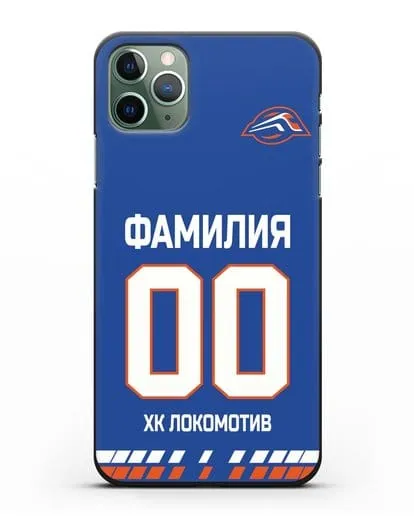 Чехол ХК Локомотив-Орша с фамилией и номером (сезон 2019-2020) синяя форма силиконовый для iPhone 11 Pro Max