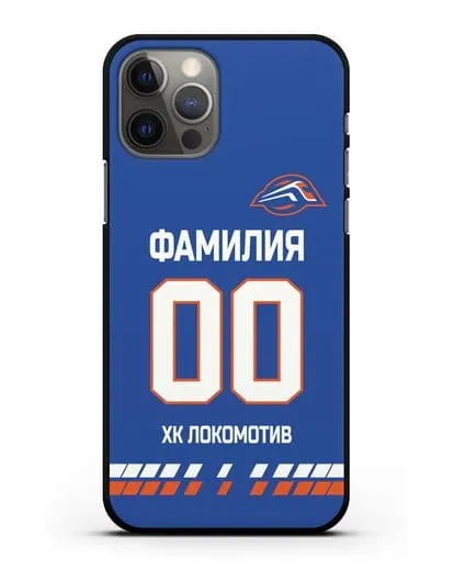 Чехол ХК Локомотив-Орша с фамилией и номером (сезон 2019-2020) синяя форма силиконовый для iPhone 12 Pro