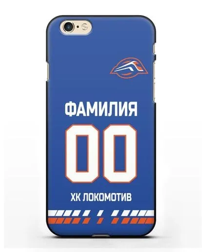 Чехол ХК Локомотив-Орша с фамилией и номером (сезон 2019-2020) синяя форма силиконовый для iPhone 6