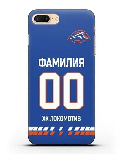 Чехол ХК Локомотив-Орша с фамилией и номером (сезон 2019-2020) синяя форма силиконовый для iPhone 8 Plus