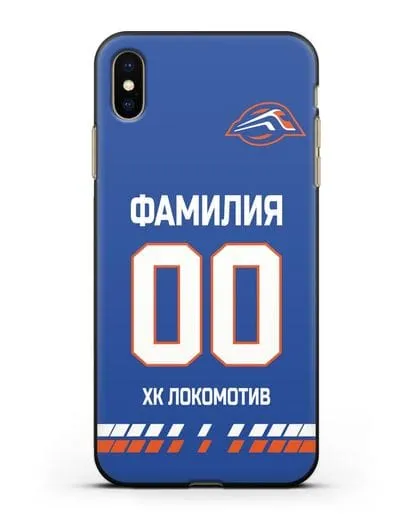 Чехол ХК Локомотив-Орша с фамилией и номером (сезон 2019-2020) синяя форма силиконовый для iPhone XS Max