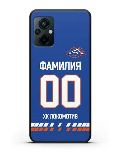 Чехол ХК Локомотив-Орша с фамилией и номером (сезон 2019-2020) синяя форма силиконовый для Xiaomi Poco M5