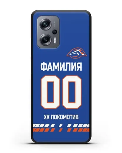 Чехол ХК Локомотив-Орша с фамилией и номером (сезон 2019-2020) синяя форма силиконовый для Xiaomi Poco X4 GT