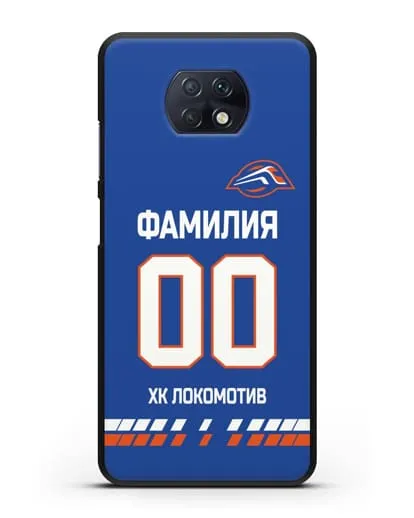 Чехол ХК Локомотив-Орша с фамилией и номером (сезон 2019-2020) синяя форма силиконовый для Xiaomi Redmi Note 9T