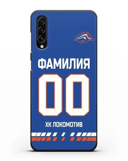 Чехол ХК Локомотив-Орша с фамилией и номером (сезон 2019-2020) синяя форма силиконовый для Samsung Galaxy A70s [SM-A707F]