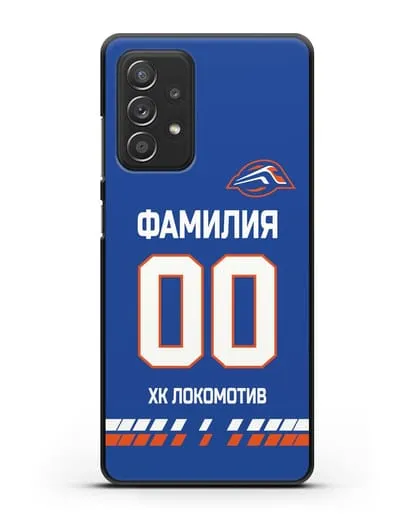 Чехол ХК Локомотив-Орша с фамилией и номером (сезон 2019-2020) синяя форма силиконовый для Samsung Galaxy A53