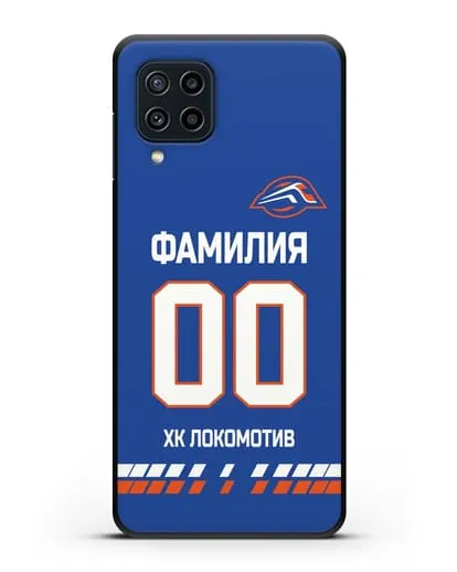 Чехол ХК Локомотив-Орша с фамилией и номером (сезон 2019-2020) синяя форма силиконовый для Samsung Galaxy M22 [M225F]