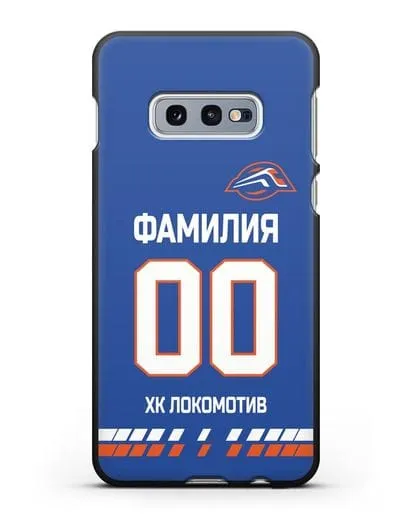 Чехол ХК Локомотив-Орша с фамилией и номером (сезон 2019-2020) синяя форма силиконовый для Samsung Galaxy S10e [SM-G970F]