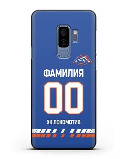Чехол ХК Локомотив-Орша с фамилией и номером (сезон 2019-2020) синяя форма силиконовый для Samsung Galaxy S9 Plus [SM-G965F]