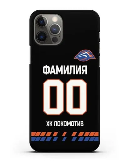 Чехол ХК Локомотив-Орша с фамилией и номером (сезон 2019-2020) черная форма силиконовый для iPhone 12 Pro