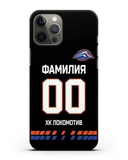 Чехол ХК Локомотив-Орша с фамилией и номером (сезон 2019-2020) черная форма силиконовый для iPhone 12 Pro Max