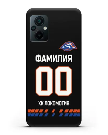 Чехол ХК Локомотив-Орша с фамилией и номером (сезон 2019-2020) черная форма силиконовый для Xiaomi Poco M5