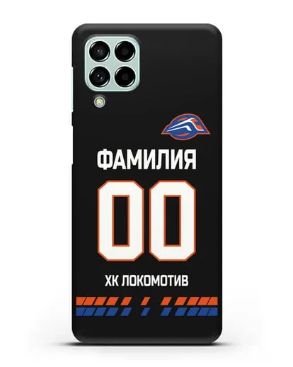 Чехол ХК Локомотив-Орша с фамилией и номером (сезон 2019-2020) черная форма силиконовый для Samsung Galaxy M53 [SM-M536]