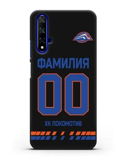 Чехол ХК Локомотив-Орша с фамилией и номером (сезон 2019-2020) белая форма силиконовый для Honor 20