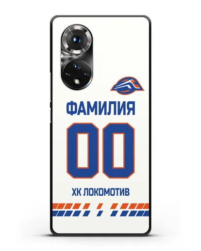 Чехол ХК Локомотив-Орша с фамилией и номером (сезон 2019-2020) белая форма силиконовый для Honor 50