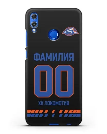 Чехол ХК Локомотив-Орша с фамилией и номером (сезон 2019-2020) белая форма силиконовый для Honor 8X