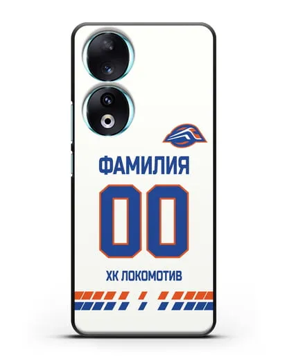Чехол ХК Локомотив-Орша с фамилией и номером (сезон 2019-2020) белая форма силиконовый для Honor 90