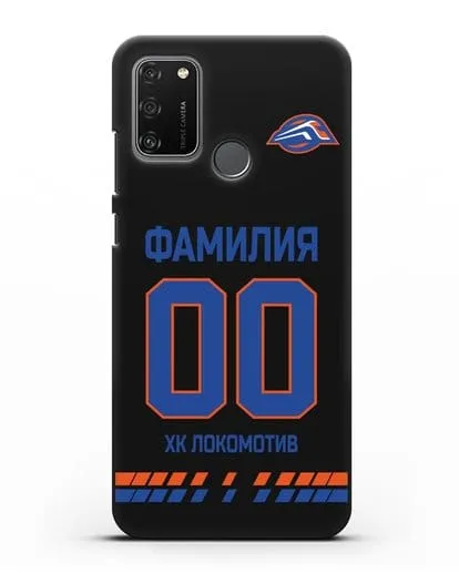 Чехол ХК Локомотив-Орша с фамилией и номером (сезон 2019-2020) белая форма силиконовый для Honor 9A