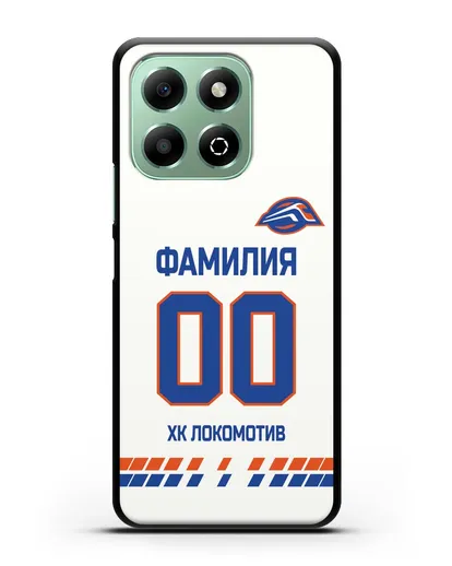 Чехол ХК Локомотив-Орша с фамилией и номером (сезон 2019-2020) белая форма силиконовый для Honor X6b