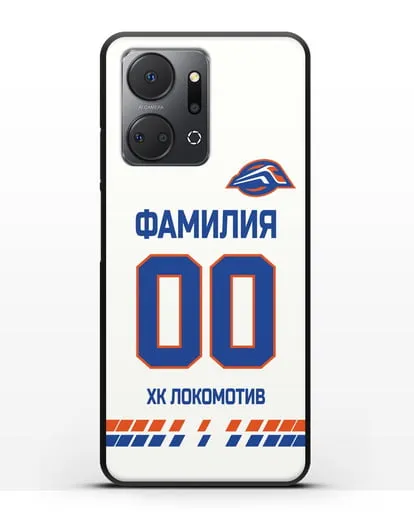 Чехол ХК Локомотив-Орша с фамилией и номером (сезон 2019-2020) белая форма силиконовый для Honor X7a