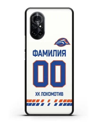 Чехол ХК Локомотив-Орша с фамилией и номером (сезон 2019-2020) белая форма силиконовый для Huawei Nova 8